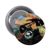 Vintage Business, Rotary Dial Phone and Hand Pinback Buttons