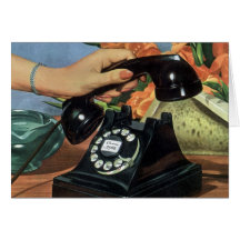 Vintage Business, Rotary Dial Phone and Hand Greeting Card