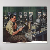 Vintage Business Telephone Pay Phone Repairman Poster
