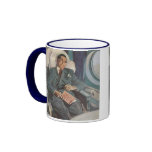 Vintage Business Traveler Reading on the Airplane Mugs
