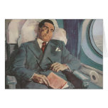 Vintage Business Traveller Reading on the Airplane Card