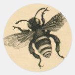 Vintage busy bee round stickers