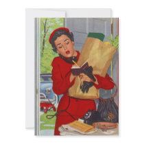 Vintage Busy Suburban Lady Burbs Blank Invitation