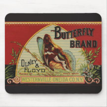 Vintage Butterfly Advertising Label Mousepads
