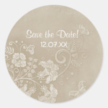 Vintage Butterfly Lace Wedding Seal - Customize Sticker