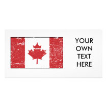 Vintage Canadian Flag Personalized Photo Card