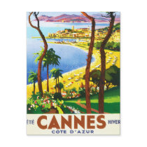 Vintage Cannes Cote D'Azur French Travel Poster Post Cards