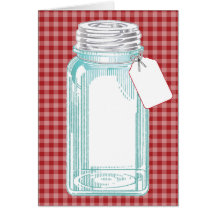 Vintage Canning Jar Red Gingham Design Card