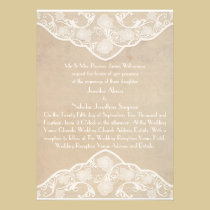 Vintage Canvas and Lace Style Wedding Invite invitations