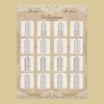 Vintage Canvas & Lace Look Seating Chart 16 Tables posters