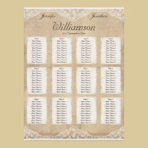 Vintage Canvas, Paper and Lace Look Seating Chart posters
