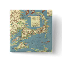Vintage Cape Cod Map (1940) Button
