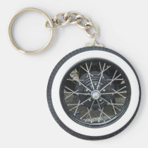 Vintage Car Tile Wheel Round Keychain keychains