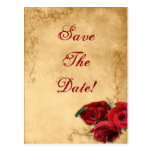 Vintage Caramel Brown & Rose Save The Date Wedding Post Cards