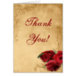 Vintage Caramel Brown & Rose Wedding Thank You Greeting Cards