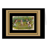 Vintage Card Cats Playing Tennis Best Wishes