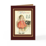 Vintage Card Merry Christmas Little Girl