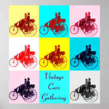 ViNTAGE CARS GATHERING POP ART Print