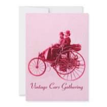 ViNTAGE CARS GATHERING red fuchsia pink Invite