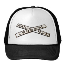 Vintage Cast Iron Railroad Crossing Sign Trucker Hat