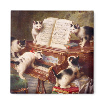 Vintage Cat Art:  Kittens' Recital Refrigerator Magnets