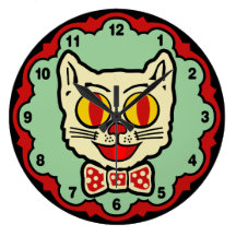 Vintage Cat Design Wall Clock