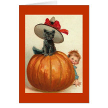 Vintage Cat in Pumpkin Cards