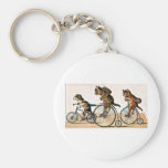 Vintage Cats and Dog on a Bike Key Chains