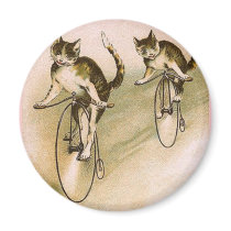 Vintage Cats on Bikes Magnets