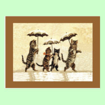 Vintage Cats Umbrellas Snow postcards