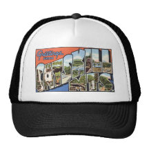 Vintage Catskill Mountains Postcard Mesh Hat