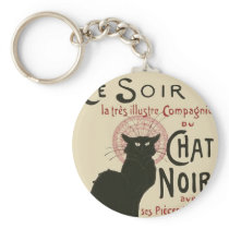 Vintage Ce Soir Le Chat Noir Poster Key Chains