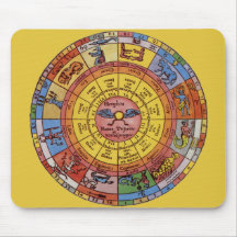 Vintage Celestial Astrology, Antique Zodiac Wheel Mouse Pad