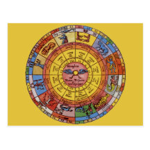 Vintage Celestial Astrology, Antique Zodiac Wheel Post Card