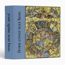 Vintage Celestial Astrology, Zodiac Wheel, 1555 3 Ring Binder
