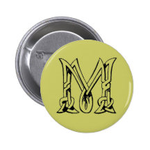 Vintage Celtic Knot Monogram Letter M Button