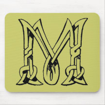 Vintage Celtic Knot Monogram Letter M Mouse Pad