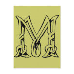 Vintage Celtic Knot Monogram Letter M Post Card