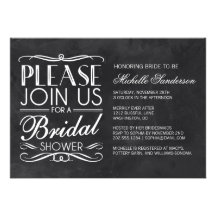 Vintage Chalkboard Bridal Shower Custom Invitations