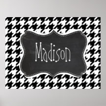 Vintage Chalkboard look; Black & White Houndstooth Posters