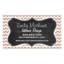 Vintage Chalkboard look; Brown Chevron Pattern Business Cards