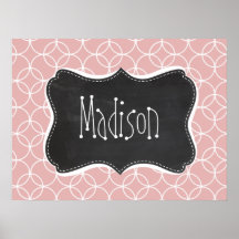 Vintage Chalkboard look on Mauve Circles Posters