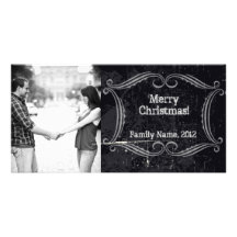 Vintage Chalkboard Photo Christmas Card Photo Greeting Card