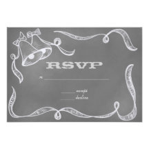 Vintage Chalkboard Wedding Bells RSVP Invites