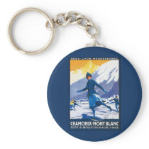 Vintage Chamonix - Mont Blanc Poster Keychain