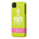 Vintage Chandelier and Damask Pattern Iphone 4 Case