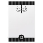 Vintage Chandelier & Monogram (Black) Stationery Paper