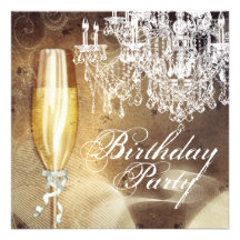 Vintage Chandelier Womans Birthday Party Custom Announcements
