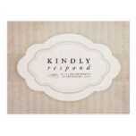 Vintage Charm Cream Wedding RSVP Post Cards