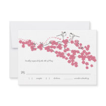 Vintage Cherry Blossom Chickadee Wedding RSVP